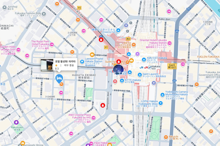 호텔 엑티브 하카타 지도