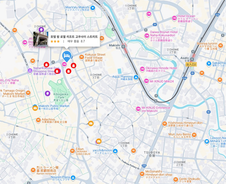 오키나와 호텔_호텔 팜 로얄 지도