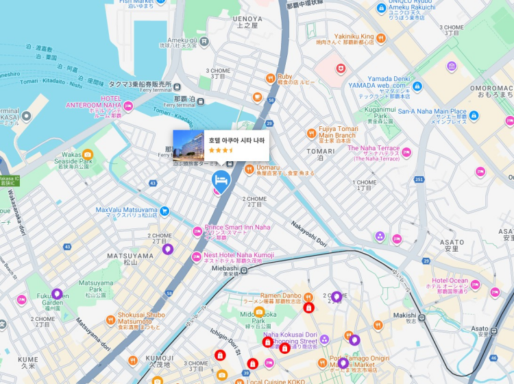 오키나와 호텔_호텔 아쿠아 치타 나하 지도