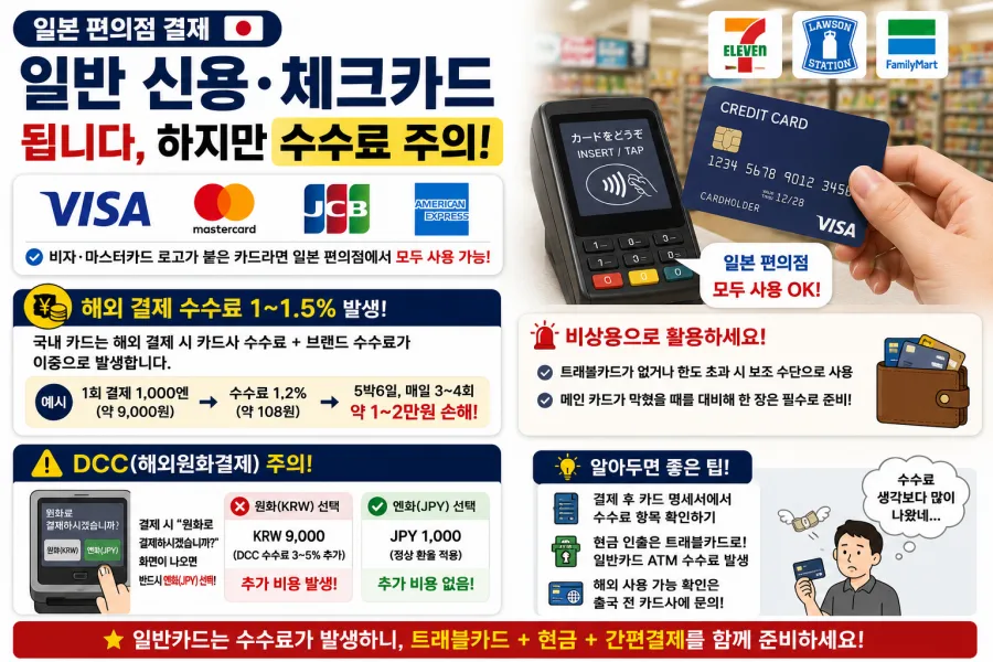 일본 편의점에서 일반 비자(VISA)나 마스터카드(Mastercard) 실물 카드로 결제하는 사진
