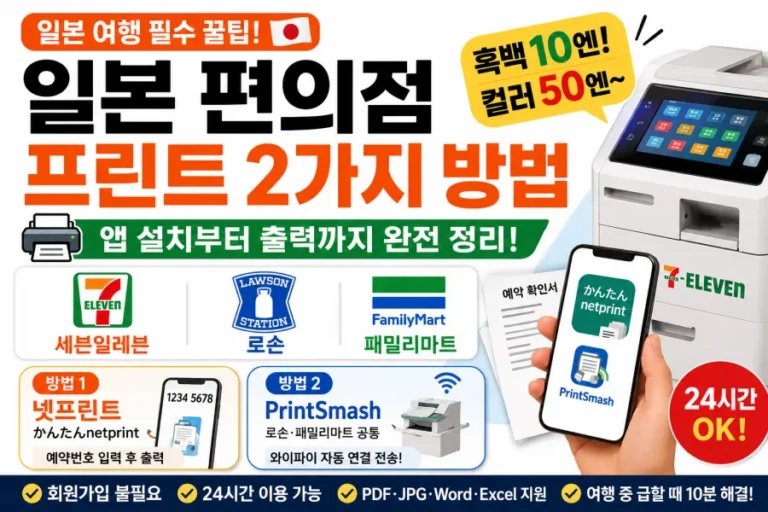 세븐일레븐 넷프린트와 로손 패밀리마트 프린트스매시 앱을 활용한 일본 편의점 프린트 2가지 방법 및 요금 안내 메인 썸네일 이미지